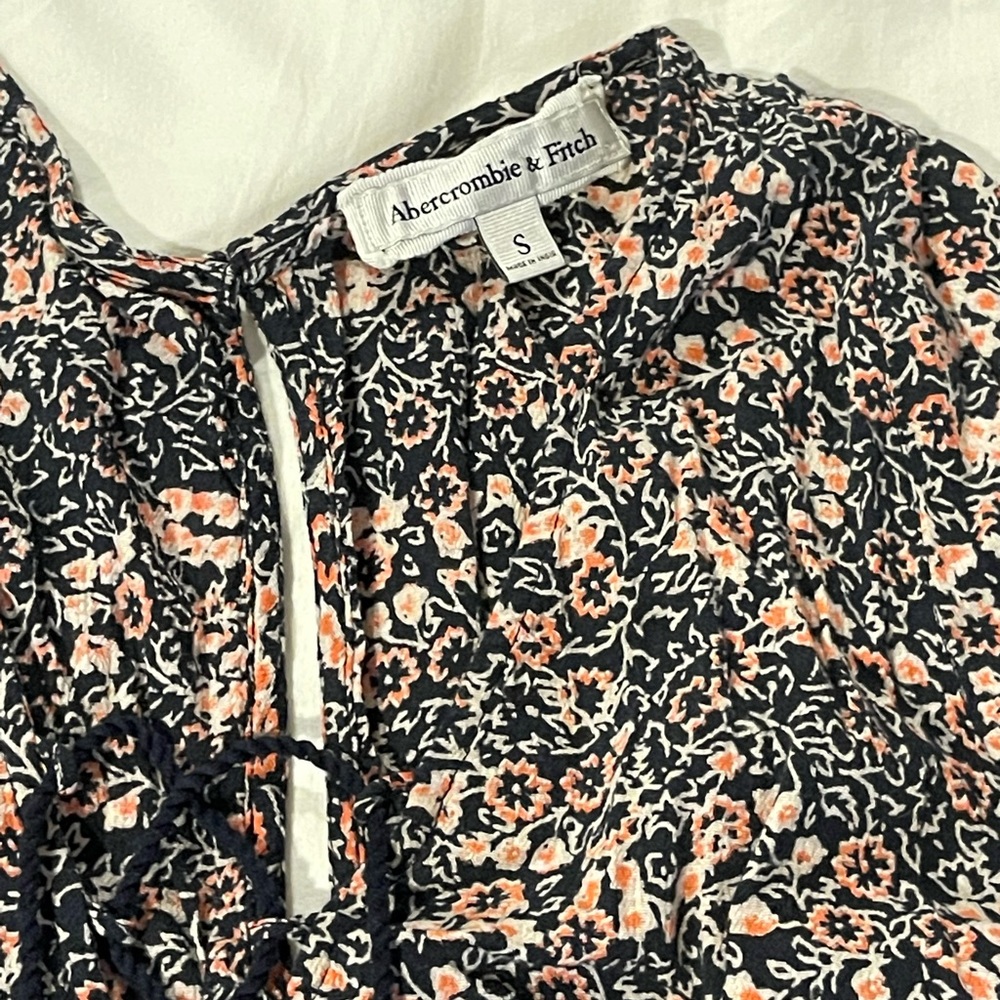 A&F Floral Tie Front Blouse
